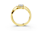 Yellow gold Emerald Solitaire Twisted Band with Prong Setting_22