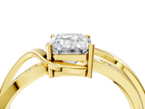 Yellow gold Emerald Solitaire Twisted Band with Prong Setting_23