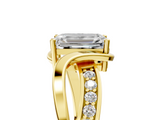 Yellow gold Emerald Solitaire Twisted Band with Prong Setting_24