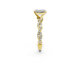 Yellow gold Emerald Solitaire Twisted Pave Band with Four-Prong Setting_19