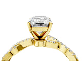 Yellow gold Emerald Solitaire Twisted Pave Band with Four-Prong Setting_21