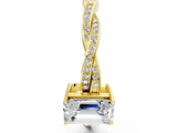 Yellow gold Emerald Solitaire Twisted Pave Diamond Ring with Four-Prong Setting_24