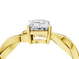 Yellow gold Emerald Solitaire Twisted Pave Diamond Ring with Four-Prong Setting_85