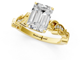 Yellow gold Emerald Solitaire Vine Band with Milgrain Prong Setting_10