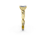 Yellow gold Emerald Solitaire Vine Band with Milgrain Prong Setting_11