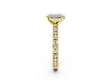 Yellow gold Emerald Solitaire with Pavé Band and Four-Prong Setting_347