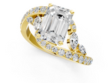 Yellow gold Emerald Solitaire with Pavé Twist Band and Four-Prong Setting_87