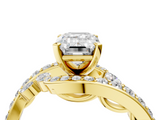 Yellow gold Emerald Solitaire with Pavé Twist Band and Four-Prong Setting_90
