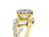 Yellow gold Emerald Solitaire with Pavé Twist Band and Four-Prong Setting_91