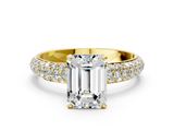 Yellow gold Emerald Solitaire with Pave Band and Four-Prong Setting_18
