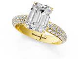 Yellow gold Emerald Solitaire with Pave Band and Four-Prong Setting_19