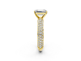 Yellow gold Emerald Solitaire with Pave Band and Four-Prong Setting_20