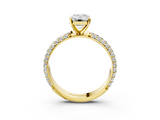 Yellow gold Emerald Solitaire with Pave Band and Four-Prong Setting_21