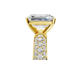 Yellow gold Emerald Solitaire with Pave Band and Four-Prong Setting_23