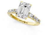 Yellow gold Emerald Solitaire with Side Baguettes and Channel Set Band_94