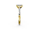 Yellow gold Emerald Solitaire with Side Baguettes and Channel Set Band_95