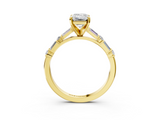 Yellow gold Emerald Solitaire with Side Baguettes and Channel Set Band_96