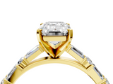 Yellow gold Emerald Solitaire with Side Baguettes and Channel Set Band_97