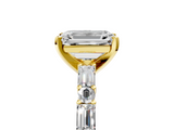 Yellow gold Emerald Solitaire with Side Baguettes and Channel Set Band_98