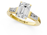 18K Yellow Gold 2.91 Carat D VVS2 Emerald Solitaire with Tapered Baguette Side Stones on a Classic Band with Four-Prong Setting