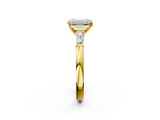 18K Yellow Gold 2.91 Carat D VVS2 Emerald Solitaire with Tapered Baguette Side Stones on a Classic Band with Four-Prong Setting