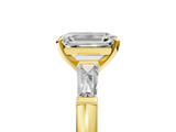 18K Yellow Gold 2.91 Carat D VVS2 Emerald Solitaire with Tapered Baguette Side Stones on a Classic Band with Four-Prong Setting