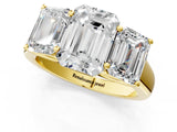 Yellow gold Emerald Three-Stone Diamond Ring with Prong Setting on a Classic Band_16