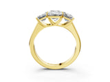 Yellow gold Emerald Three-Stone Diamond Ring with Prong Setting on a Classic Band_18