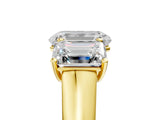 Yellow gold Emerald Three-Stone Diamond Ring with Prong Setting on a Classic Band_20