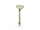Yellow gold Emerald and Heart Toi Moi Ring with Prong Setting and Micro Pave Band 2
