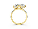 Yellow gold Emerald and Heart Toi Moi Ring with Prong Setting and Micro Pave Band 3