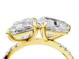 Yellow gold Emerald and Heart Toi Moi Ring with Prong Setting and Micro Pave Band 4
