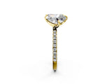 Yellow gold Emerald and Heart Toi Moi Ring with Prong Setting and Pave Band 2
