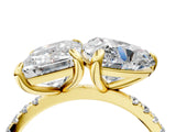 Yellow gold Emerald and Heart Toi Moi Ring with Prong Setting and Pave Band 4