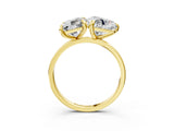 Yellow gold Emerald and Heart Toi Moi Ring with Prong Setting and Plain Band 3