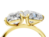 Yellow gold Emerald and Heart Toi Moi Ring with Prong Setting and Plain Band 4