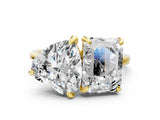 Yellow gold Emerald and Heart Toi Moi Ring with Prong Setting and Plain Band