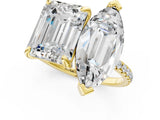 Yellow gold Emerald and Marquise Toi Moi Ring with Prong Setting and Micro Pave Band 1
