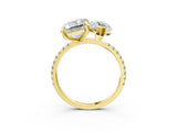 Yellow gold Emerald and Marquise Toi Moi Ring with Prong Setting and Micro Pave Band 3
