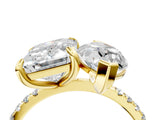 Yellow gold Emerald and Marquise Toi Moi Ring with Prong Setting and Micro Pave Band 4