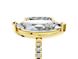 Yellow gold Emerald and Marquise Toi Moi Ring with Prong Setting and Micro Pave Band 5