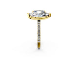 Yellow gold Emerald and Marquise Toi Moi Ring with Prong Setting and Pave Band 2