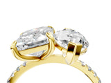 Yellow gold Emerald and Marquise Toi Moi Ring with Prong Setting and Pave Band 4