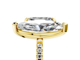 Yellow gold Emerald and Marquise Toi Moi Ring with Prong Setting and Pave Band 5