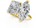 Yellow gold Emerald and Marquise Toi Moi Ring with Prong Setting and Plain Band 1