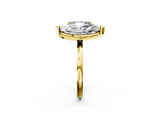 Yellow gold Emerald and Marquise Toi Moi Ring with Prong Setting and Plain Band 2