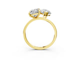 Yellow gold Emerald and Marquise Toi Moi Ring with Prong Setting and Plain Band 3