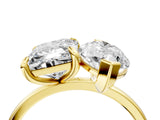 Yellow gold Emerald and Marquise Toi Moi Ring with Prong Setting and Plain Band 4