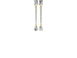Yellow gold Emerald and Pear Diamond Linear Earrings with Round Lab Grown Diamond Accents_16
