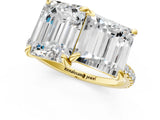 Yellow gold Emerald and Princess Toi Moi Ring with Prong Setting and Micro Pave Band 1
